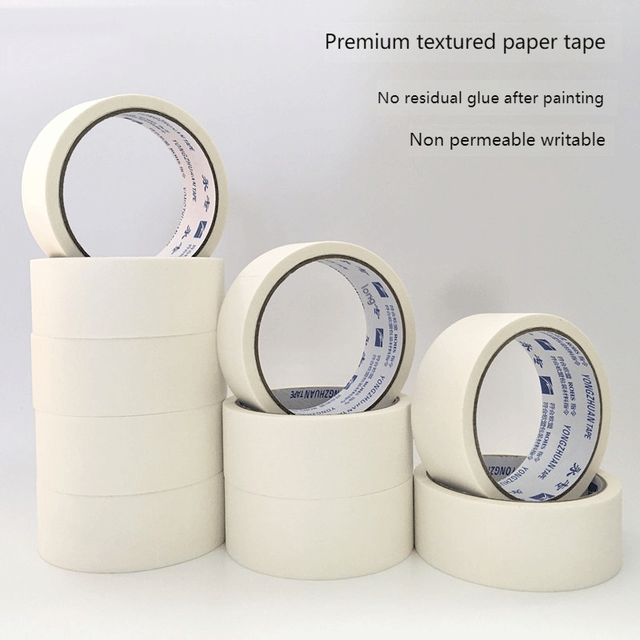 20m / 50m Masking Tape White Color 12/18/60mm Single Side Tape Adhesive  Crepe Paper for